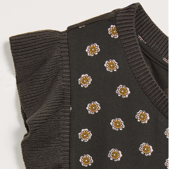 LOFT Petite Rib Trim Mixed Media Shell - Picture 2 of 3